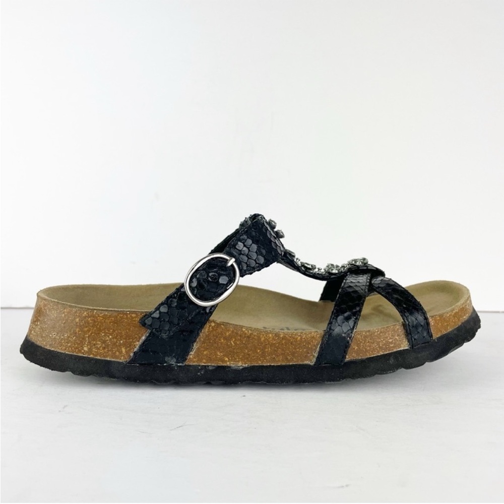 Birkenstock Betula Tango Black Snake Print Crystal Open Back Sandals - Picture 5 of 12